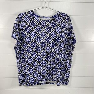 Talbots Geometric Print Shirt Womens 3X Short Sleeve Modern Casual
